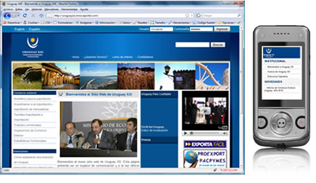 Captura de pantalla del sitio de Uruguay XXI, web y wap